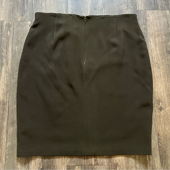 Emporio Armani Vintage Dark Olive Green Knee Length Straight Pencil Skirt Size L - Picture 7 of 13
